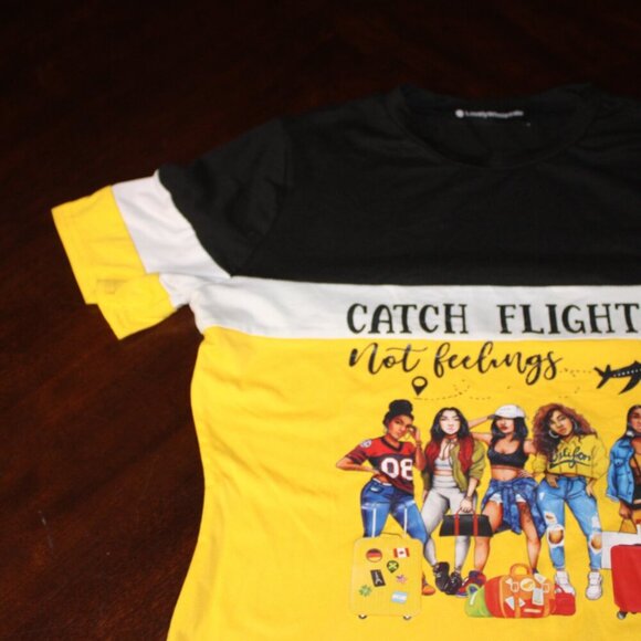 Graphic Tee Lovely Wholesale "Catch Flights Not Feelings" Graphic Tee – S - Picture 6 of 9